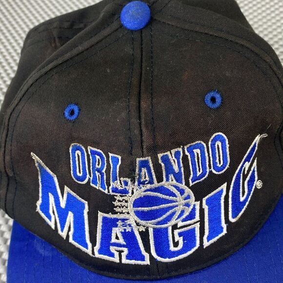 Vintage Grossman NBA 90's Orlando Magic Hat Black Blue Logo Snap Back - Picture 4 of 12